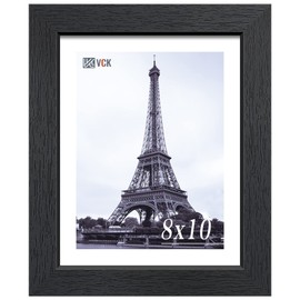 VCK 8x10 Picture Frame Black, Textured Wood 8 x 10 Frame for Wall or Tabletop, Displays Vertically or Horizontally, for Photo Artwork Portrait, 1 Pack
