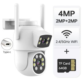 High Definition 4MP Dual Lens Wireless WiFi Smart Camera for Home Use Built-in Microphone and Speech Two Way CommunicationNetwork: Wi-Fi, Resolution: 1920P