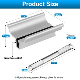 3-3/4" Aluminum Alloy Frameless Shower Door Handle with Metal Strike, Stainless Steel U-Channel with Magnet for Swing Glass Door Thickness 1/8",5/32",3/16" and 1/4", Shower Door