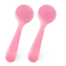 2Pack Silicone Face Brush Manual Face Scrub Brush Soft Facial Brushes Waterproof Exfoliating Face Brush Skin Friendly Face Cleaner Brush for Women and Men Blackheads Makeup Residues Removal(Pink)