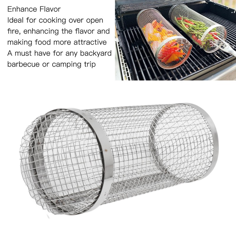 Barbecue Grilling Basket Stainless Steel Heat Resistant Rust Prevention BBQ