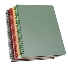 Betterlifewj 4 Pcs Spiral Notebook. With Plastic Waterproof Cover. L21cm x W15cm A5 Journal. 160 Pages. For School, Office, Business. Record a Beautiful Life.