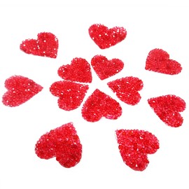 Honbay 12PCS Heart Shape Rhinestone Patches Appliques Clothing Repair Decoration Patches for DIY Accessory (red)