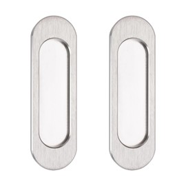 MOROBOR Self-Stick Oval Sliding Door Pulls, 2pcs Aluminum Alloy Hidden Recessed Pull Handle for Sliding Barn Door, Closet,Cabinet,Drawers (Brushed Steel, 100mm)