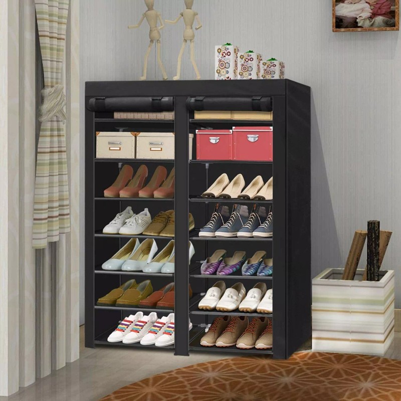 ERONE Shoe Rack Storage Organize 28 Pairs Portable Double Row