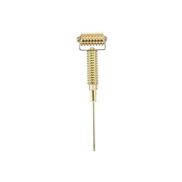 Brass Acupuncture Massage Tool, Non-Slip Handle, 4.92 inch Length, Gold