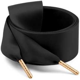 WEGOODZF Ribbon Shoe Laces for Women: 3.8CM Wide Black 59 inch Flat Satin Silk Shoelaces 2 Pairs