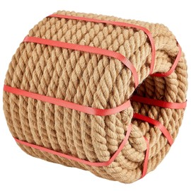 Kweetle Jute Rope 1/2 Inch x 50 FT, 13mm Hemp Rope Thick Rope Tug of War Rope, Twisted Heavy Duty Jute Rope, Nautical Rope Manila Rope for Home Decor Crafts Swing Rope Railing Climbing Decorating