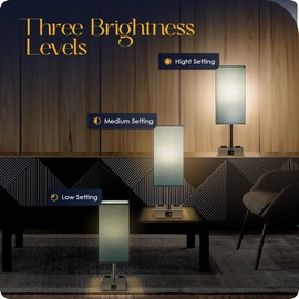 Bedside Lamp with USB Ports - Touch Control Table Lamp for Bedroom with USB C+A Charging Ports & AC Outlets, 3 Way Dimmable Nightstand Light with Flaxen Shade for Living Room (LED Bulb Included, Blue)