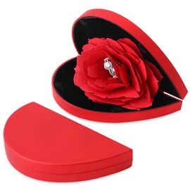 iSuperb Jewelry Box, Rose Ring Box Flower Heart shaped Ring Storage Box, Rings Holder Case Jewelry Display Box for Valentine's Day Anniversaries