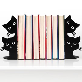 Cat Bookends Desktop Bookshelf Sturdy and Non-Toppling Desktop Organization Office Supplies Storage (Cat)