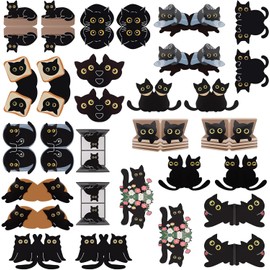 30 marcadores magnéticos, marcadores magnéticos de gato negro, lindo marcador de libro, marcador creativo surtido para libros y amantes de los gatos