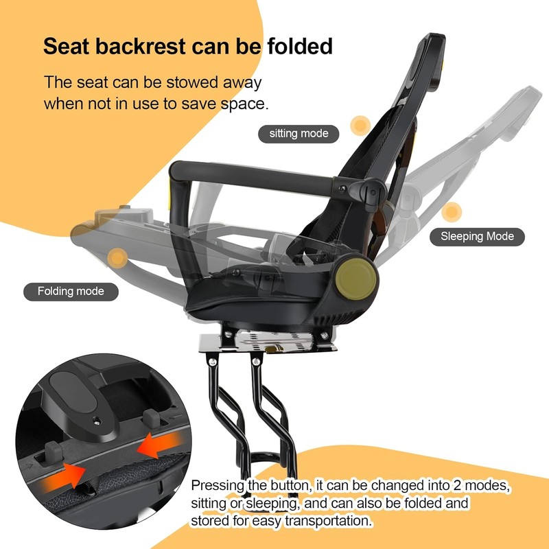 Rear Child Bike Seat for Family Rides – Adjustable Backrest,