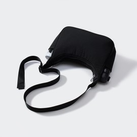Pander Nylon Crescent Shoulder Bag, Medium Sling Crossbody with Adjustable Strap.(Black)