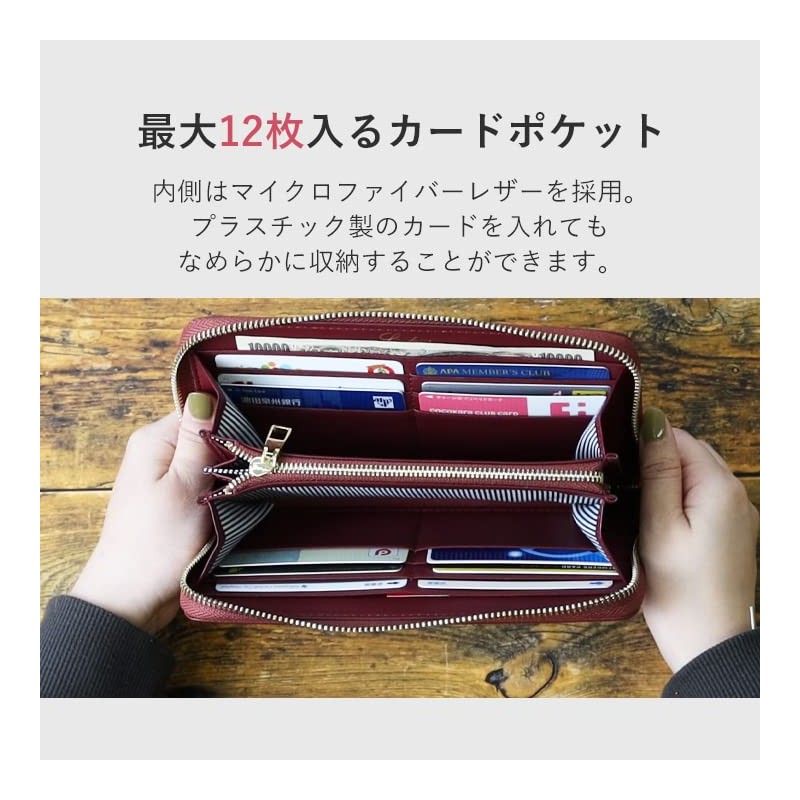 LIZDAYS Women's Long Wallet, Skimming, Prevents Skimming, Genuine Leather, grey
