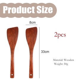 Pack of 2 Wooden Spatulas, Wooden Cooking Spoons, Spatulas, Cooking Spoons, Wooden Spatulas for Cooking, Kitchen Spatula, Wooden Spatula, Wooden Spatula, with Long Handle Made of Solid Wood Hardwood