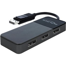 Delock DisplayPort Splitter 1.4 1x DisplayPort 3x DisplayPort, Black, 30 cm