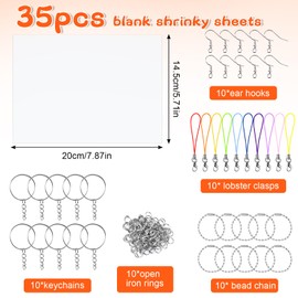 NACHLYNN 166 PCS Shrink Kit Dinks Heat Shrinky Sheets with 25 PCS Shrinks Plastic Sheets for Kids Jewelry Keychains Creative Ornaments Craft