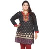 Indian Clothes Plus Size Women's Silk Kurti Kurta Top (Black,