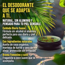Desodorante Natural de Coco para Mujer 50g Beauty Freedom - Desodorante Sin Aluminio - Apto para Piel Sensible - Aroma Coco - Formato Crema Diario - Ideal para Niñas y Mujeres - Aceite Orgánico