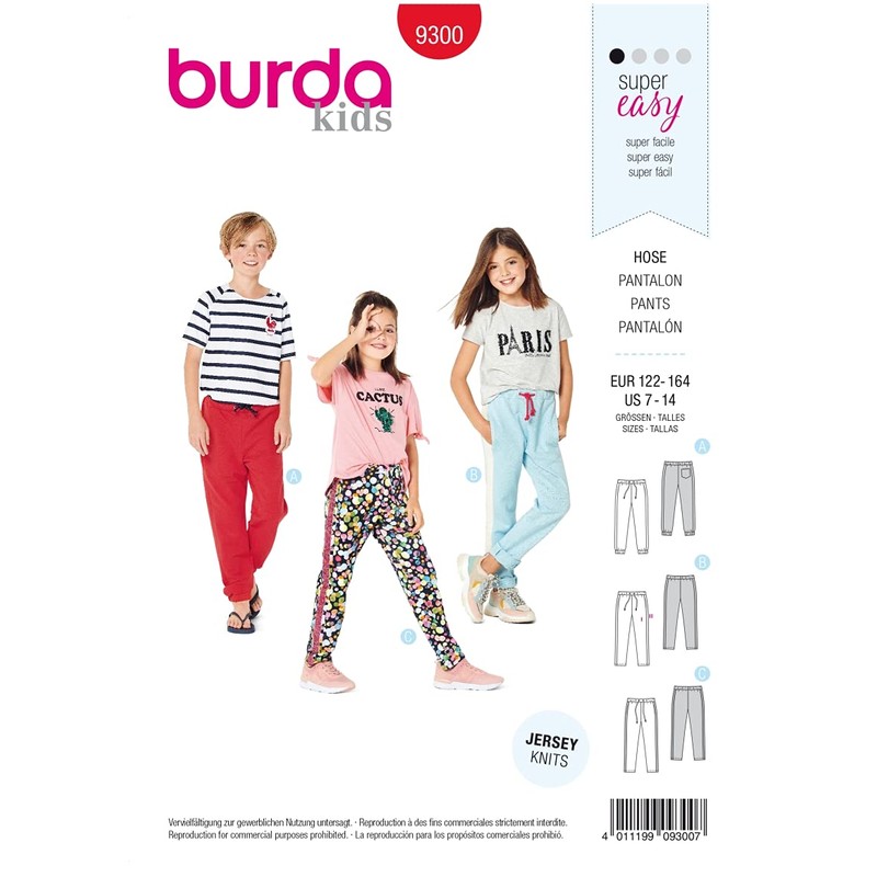 Burda Sewing Pattern 9300 - Childrens Jogging Pants 122-164cm
