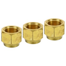 sourcing map Pack of 3 Brass Flaring Caps, 3/8 Inch Flaring Socket, Union Nut, Adapter for HVAC Air Conditioners