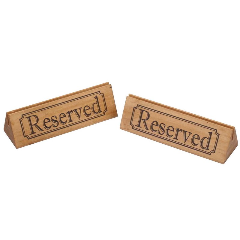 Set of 2 Wooden Table Reserved Bar Restaurant Cafe Reserved