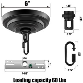 MAYOMAJO 6 Inch Light Canopy Kit with Heavy Duty, Replacement Cover Plate with Mounting Hardware for Chandelier, Pendant Light, Swag Light, Flower Basket or DIY Projects (Black)
