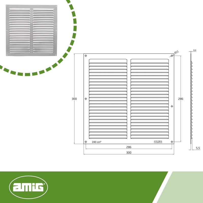 Amig - Square Aluminium Grille with Mosquito Net | Vents