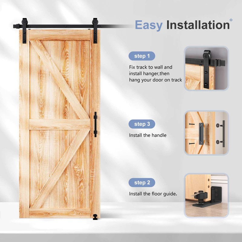 EaseLife 6.6 FT Sliding Barn Door Track and Handle Hardware