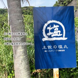 0058BLWH Salt, 1.1 oz (30 g), Set of 2, Coarse Grains, Blue Maru, Salt, Made in Japan, Tosa-no-Shiomaru, Kochi Prefecture, Domestic Salt, White Blue Set