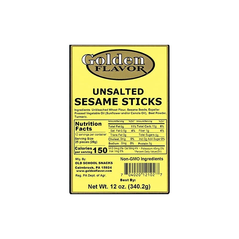 Golden Flavor - Unsalted Sesame Sticks - 12 oz bags