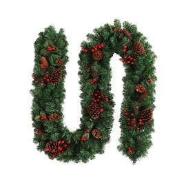 Artificial Flowers for Decoration Living Room Large Plastic Rattan Christmas Wreath Resin Soft Rubber Feel Pin And Rattan Christmas Decoration Artificial Flowers in Vase Purple (Green-c, 2.7m)