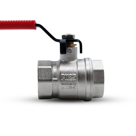 DOJA Barcelona Ball valve with lever handle, red, 3/4 inch, internal thread, carbon steel stopcock for water pumps, tanks, outdoor taps, water connections, rain butts