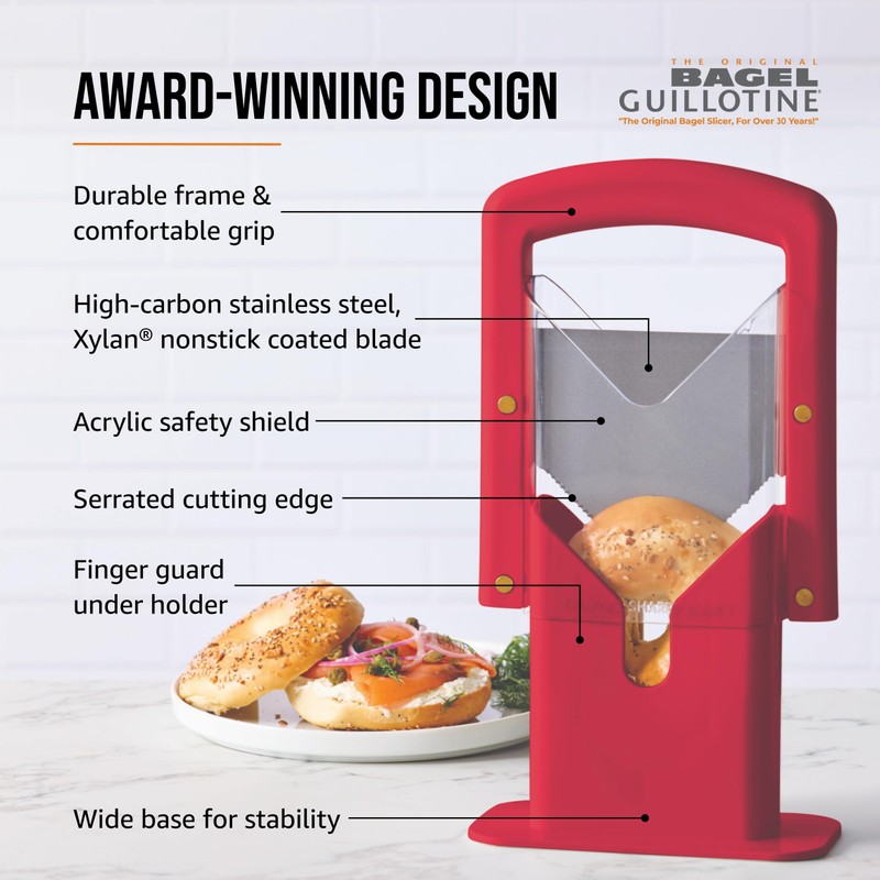 Hoan Bagel Guillotine Universal Slicer with Built-in Finger Safety Shield,