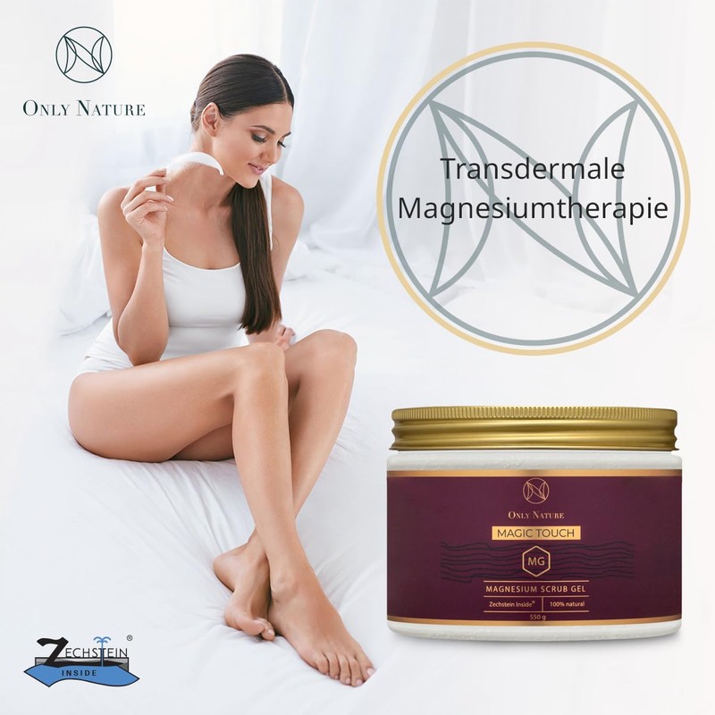 Natural Magnesium Body Scrub Gel with Sea Salt, Exfoliating +