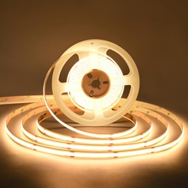 THUNGCIT COB LED Light Strips, Flexible, Super Bright LED Strips, 9 W/M DC 24 V, 16.4 ft, Warm White 3000 K Uniform Light with High Density for Interior Decoration in the Bedroom (Strips Only)