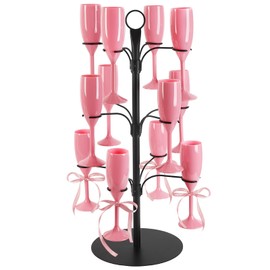 ALIMOTA Cocktail Tree Stand for Drinks Champagne Tower Wine Glasses Holder, 3 Tier 12 Holders, Bar Home Drinks Tree Display Suitable for Gin, Cocktails, Champagne, Wine, Black