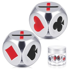Simgoing 2 Pcs Stainless Metal Marker Dice 0.8''(2cm) Euchre Indicator Great Tools for Euchre Pinochle Playing Cards, Gift for Bridge Cards