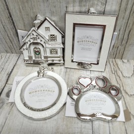 Wondershop 4PC- 2024 Wondershop Metal Christmas Tree Ornaments. Glitter Picture Frames