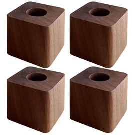 Varku 4 Pcs Single Pen Holders, Black Walnut Wood Pen Holders, Square Pen Organizers, Sturdy and Elegant, Ideal for Desk Organization and Small Item Storage