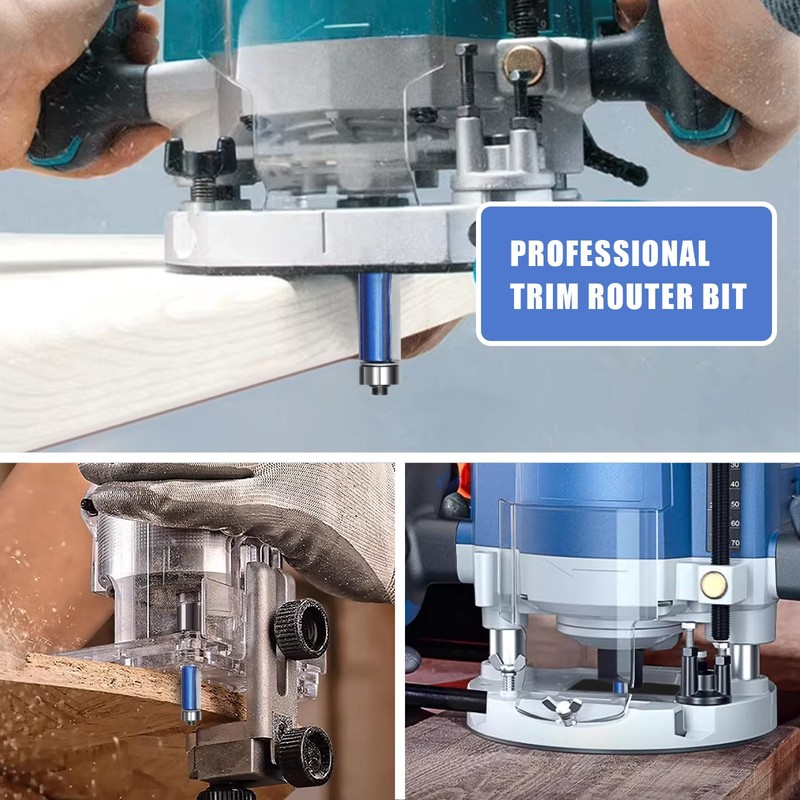 hsawbit Router Bit Set, 4pcs Flush Trim Router Bits 1/2"