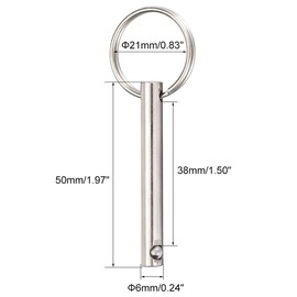 TA-VIGOR 4Pcs Quick Release Pins, 6mm Dia 50mm Length Bimini Top Pin Marine Hardware Carbon Steel for Boat Accessories Marine Hardware