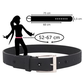 EANAGO Sparkle Star Belt for Children - Sparkling Children's Belt - Glitter Belt - Modern Belt for Children - Children's Belt Girls - Children's Belt, black, One size fits all