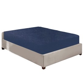 100% Brushed Cotton Flannelette 40CM/16 Extra Deep Fitted Sheets in 12 Colours Single Double King Super King (navy, King)