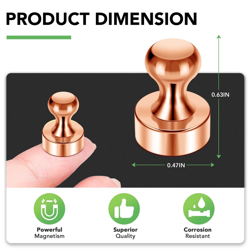 20 Pack Refrigerator Magnets Rose Gold Strong Whiteboard Magnets Small