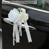 Handmade 4 White Dual-Head Wedding Car Decorations – Artifical Flowers,Floral