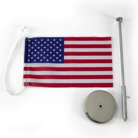 Vispronet Miniature USA Desk Flag and Stand – Height Adjustable 12.25in - 20.25in Telescopic Flagpole with Weighted Base – Flag Size 9.8in x 5.9in