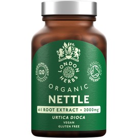 Organic Stinging Nettle Root Extract 2000mg | High Strength 4:1 Extract Stinging Nettle Supplement | 120 Vegan Capsules | Made in The UK