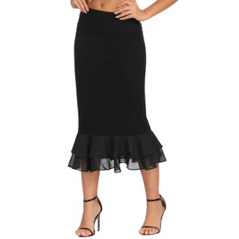 GRACE KARIN Women’s Half Slips 1960s Retro Below Knee Length Dress Lace Underskirt Extender (Black, S)